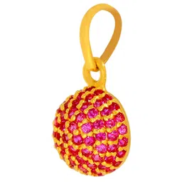 BHIMA 22K Hallmark 916 Purity Yellow Gold Pink Stone Pendant image 3