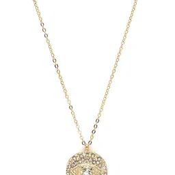 Bohey by KARATCART Gold-Plated CZ-Studded Circular Shaped Evil Eye Pendant With Chain image 3