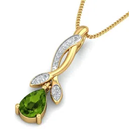 KUBERBOX Delilah Peridot 18KT Gold Diamond Pendant- 1.36 gm image 3