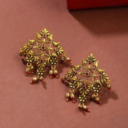 Voylla Gold-Toned & Plated Arabian Nights Antique Oxidized Earrings-picture-15