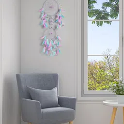 DULI Purple & Green Hanging Dream Catcher With 3 Rings with Lights image 3
