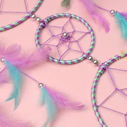 DULI Purple & Green Hanging Dream Catcher With 3 Rings with Lights image 5