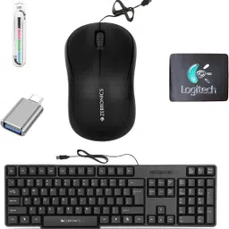 ZEBRONICS K20 Keyboard, Comfort Mouse, MousePad, C-OTG,Cable Protector (Set of 5). Combo Set image 1