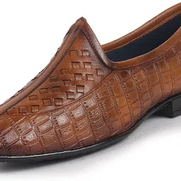 fausto Textured Ethnic Round Toe Juttis for Wedding|Festive Slip-On Pathani Kurta Mojaris For Men image 2