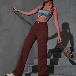 grabit Women Regular High Rise Brown Jeans image 2