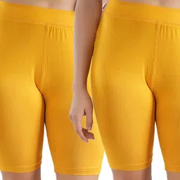 shapyfit Pack of 2 Solid Women Yellow Cycling Shorts-picture-15