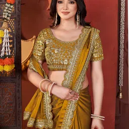 pireva Unstitched Silk Blend Blouse Material Embroidered image 1