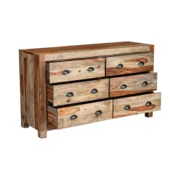 myoon Trendy Sheesham Wood Chest of Drawers in Oak Finish image 4