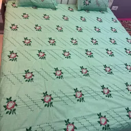 afifa colletion Cotton Double Flat 240 TC Embroidered Bedsheet image 2