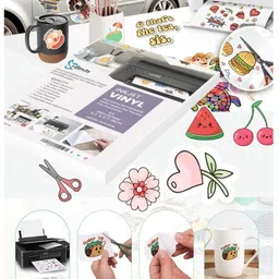 i-birds enterprises Inkjet Self-Adhesive Water Registrant glossy Vinyl Sticker Sheet unruled for every Inkjet Printer 50 sheet A4 140 gsm Non Tearable Paper image 2