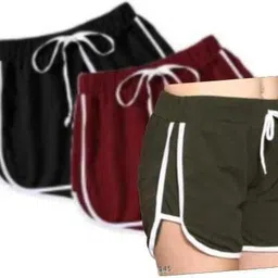 powermerc Pack of 3 Solid Women Multicolor Hotpants image 1