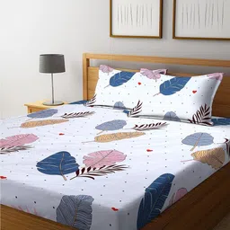 decent home 240 TC Cotton Double Floral Fitted (Elastic) Bedsheet-picture-20