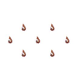 Comet Busters 7 Pcs Embellished Reusable Designer Bindis - Red & Gold-Toned-picture-14