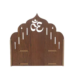 eCraftIndia Brown Om Design Laminated Wood Pooja Shelf image 4