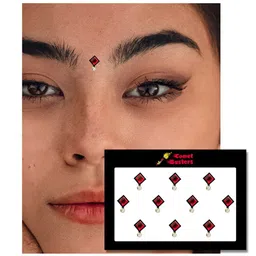 Comet Busters 10 Pcs Red Diamond Shaped Stone Studded Bindi image 3