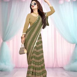 jayu Digital Print, Embroidered, Printed, Striped Bollywood Georgette Saree image 3