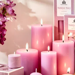 Home Centre Purple Wax Refresh Lavender Scented Pillar Candle image 2