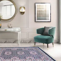 apco Blue Traditional Polypropylene 6 ft x 9 ft Machine Made Carpet image 1