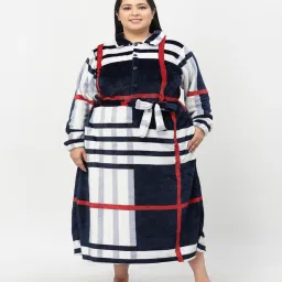 Multicolor Printed Woolen Women Bath Robe With Belt (XXL) By Klotthe image 1