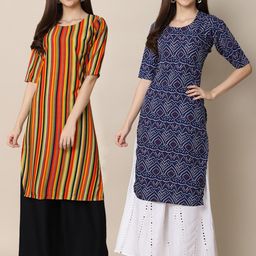 7threads KALINI Women Multicoloured Pack of 2 Digital Printed Straight Kurtas-picture-28