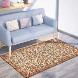 presto Orange Floral Polyester 5 ft x 7 ft Machine made Carpet-picture-14