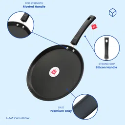 lazywindow Premium Quality Nonstick Souce Pan & Tawa 16 cm, 22 cm diameter image 2