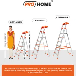 prohome 5 Step 250Kgs Load Bearing Capacity Aluminium Ladder image 2