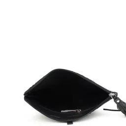 Spice Art Grey & Black Printed Tasselled Foldover Clutch image 4