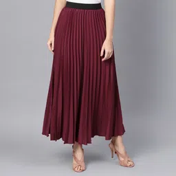 Women Solid Regular Maroon Skirt-image-48