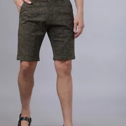 highlander Printed Men Green Denim Shorts image 1