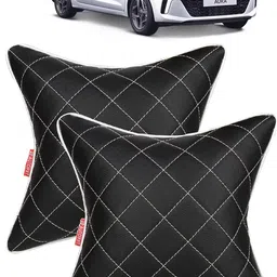 autofit Black, Silver Leather Car Pillow Cushion for Hyundai-picture-13