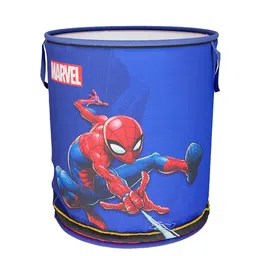 Kuber Industries Navy Blue & Red  Marvel Spiderman Print Round Foldable Waterproof Laundry Bag image 2