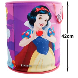 Kuber Industries Pink Disney Princess Print Round Foldable Waterproof Laundry Basket image 3
