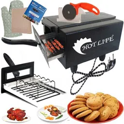 Steel Element 1500W Small Electric Tandoor Combo Hand Gloves, Grill Stand, Magic Cloth, Recipe Book, 4 Skewers, Pizza Cutter, 4 Shocked Proof Rubber Legs (Black) Electric Tandoor Electric Tandoor-image-48