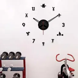 vibecrafts Gym Exercises 3D Infinity Black Plastic Wall Clock image 1
