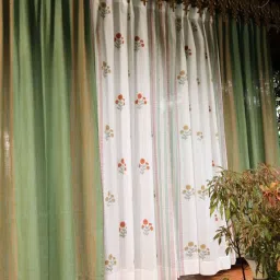 peepul tree Cozy Haven Handwoven Cotton Curtain Set Marigold Collection Sage Rust Mustard Teal (7ft) image 1