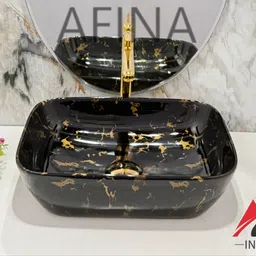 afina industries Premium Ceramic BASIN Which Gives Look To your Home Table Top Wash Basin LC1015 Ceramic Tabletop Washbasin/Countertop Wash Basin/Basin for Bathroom Table Top Basin image 3