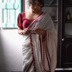 pal handloom Solid/Plain, Woven Handloom Pure Cotton Saree image 3