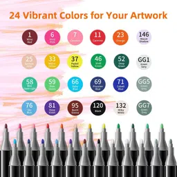wolblix 24 Colors Dual Tip Art Markers Pens with Case Gift for Kids School Drawing image 5