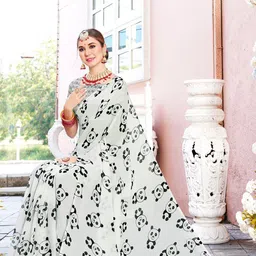 SANJANA  SILK Geometric Printed Pure Georgette Saree image 3