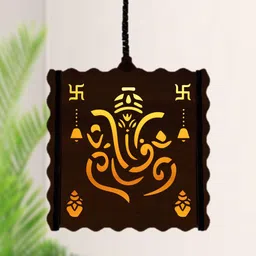 us dzire 5690 Ganeshji craft wooden lamp shade (With Bulb) Light For Home , Pooja ghar Pendants Ceiling Lamp-picture-13