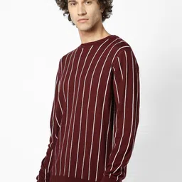 Celio Men Maroon Striped Sweatshirt image 3