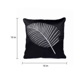 mfd home furnishing Black Satin Textured 16x16 inches Cushion Covers (Pack of 5) image 3