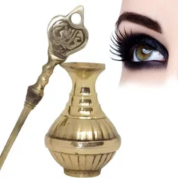 Brass Surmadani Kajal Eye Makeup Unique Gift For Eye Makeup Kajal Dani Decorative Showpiece - 8.5 cm-image-0