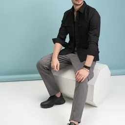 highlander Men Slim Fit Solid Cut Away Collar Casual Shirt image 3