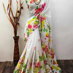 device of nt Embroidered, Solid/Plain Bollywood Chiffon Saree image 2