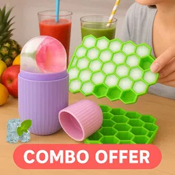 Face Ice Massager with Honeycomb ice tray 37 Cavities COMBO Multicolor Silicone Ice Cube Tray-image-61