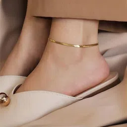 Anti Tarnish 18K Gold Snack Chain Stainless Steel Anklet Payal for Women Girls Stainless Steel Anklet-image-8