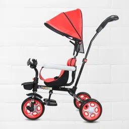 lsn rides TRICYCLE WITH CANOPY SINGLE STORAGE BASKET WITH PARENTAL HANDLE FOR KIDS 2-5 YEARS|90% ASSEMBLED Tricycle image 4