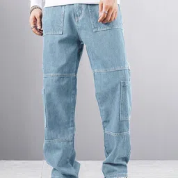 eyebogler Men Tapered Fit Mid Rise Light Blue Jeans image 2